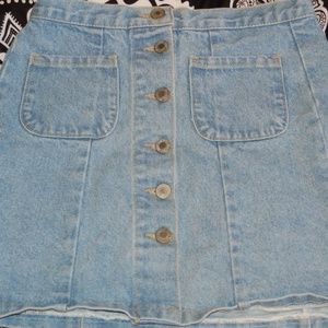 Button down denim skirt